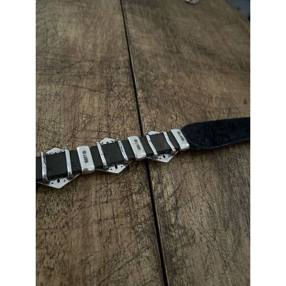 Brighton Belt Vtg 1995 Black Leather Silver Tone Concho Medallions Size Small - Picture 12 of 15